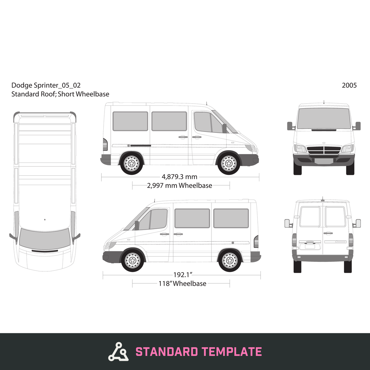 2005 Dodge Sprinter vector wrap template V02, Design-Ready PDF - GravBase