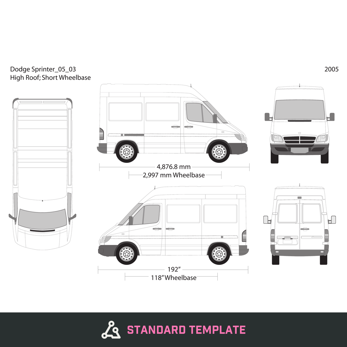 2005 Dodge Sprinter vector wrap template V03, Design-Ready PDF - GravBase