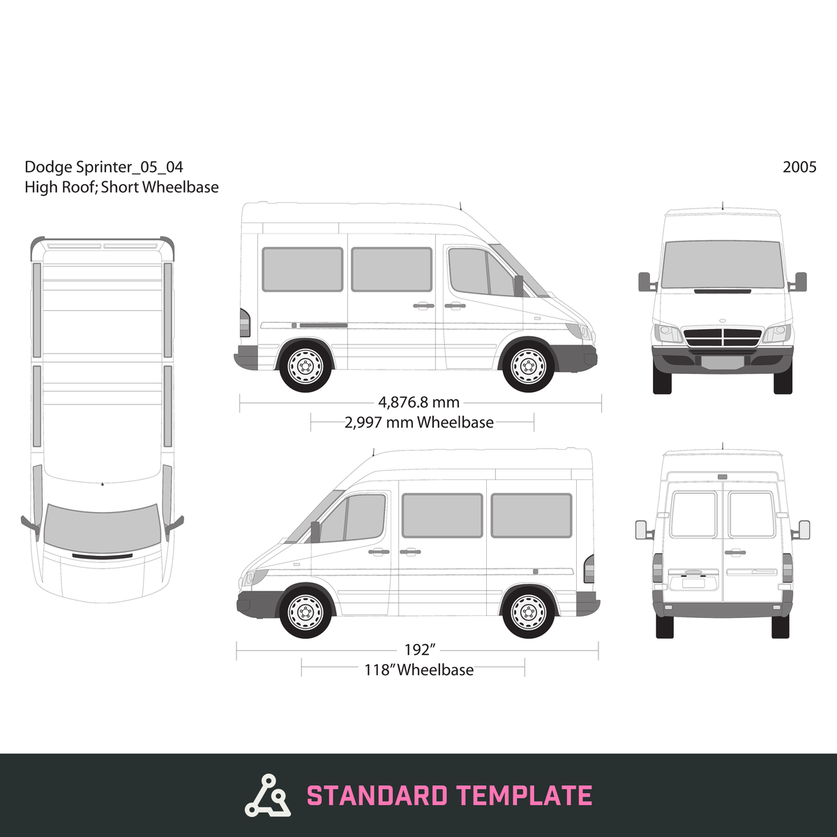 2005 Dodge Sprinter vector wrap template V04, Design-Ready PDF - GravBase