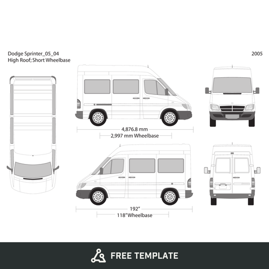 2005 Dodge Sprinter free vector vehicle wrap template - GravBase