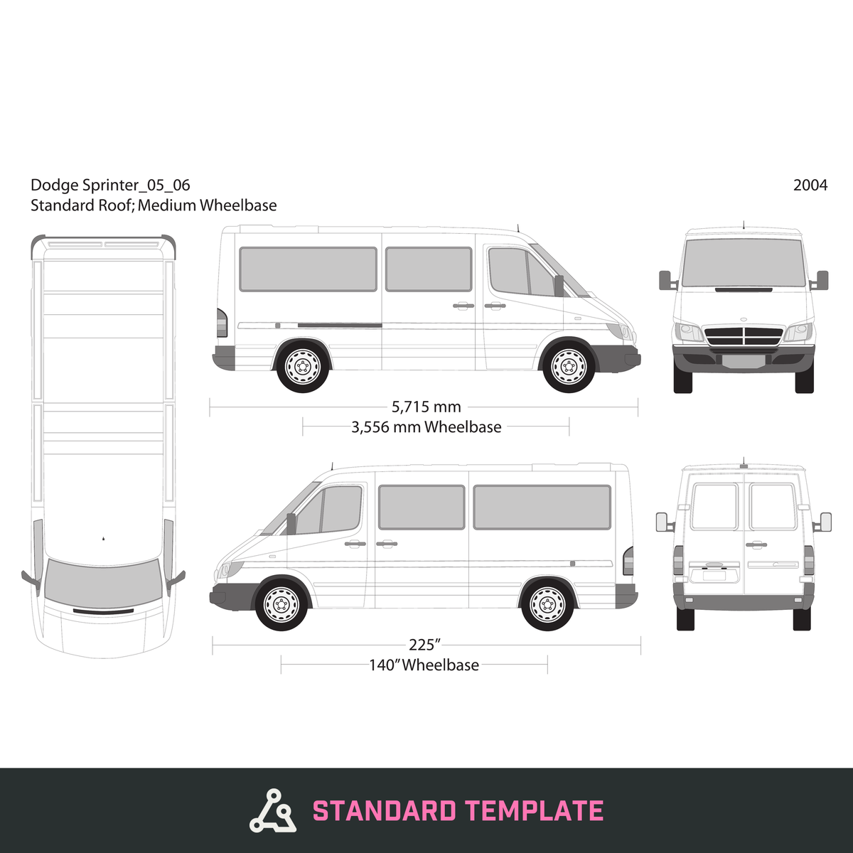 2005 Dodge Sprinter vector wrap template V06, Design-Ready PDF - GravBase