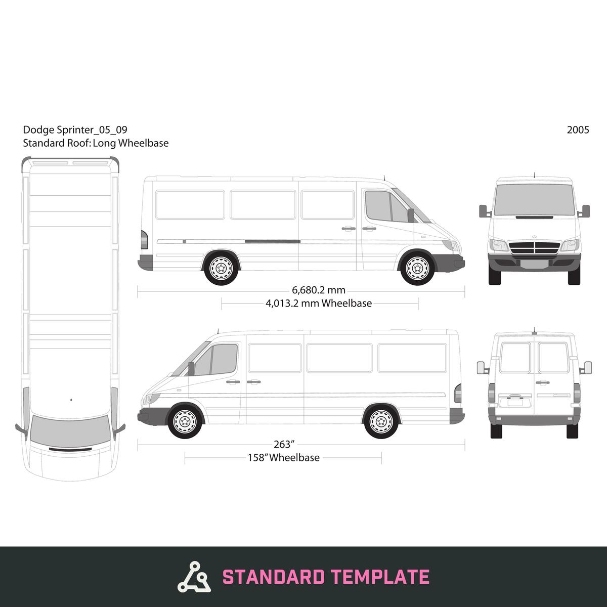 2005 Dodge Sprinter vector wrap template V09, Design-Ready PDF - GravBase