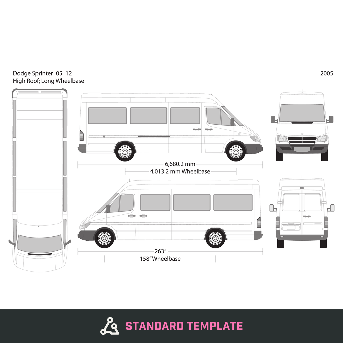 2005 Dodge Sprinter vector wrap template V12, Design-Ready PDF - GravBase