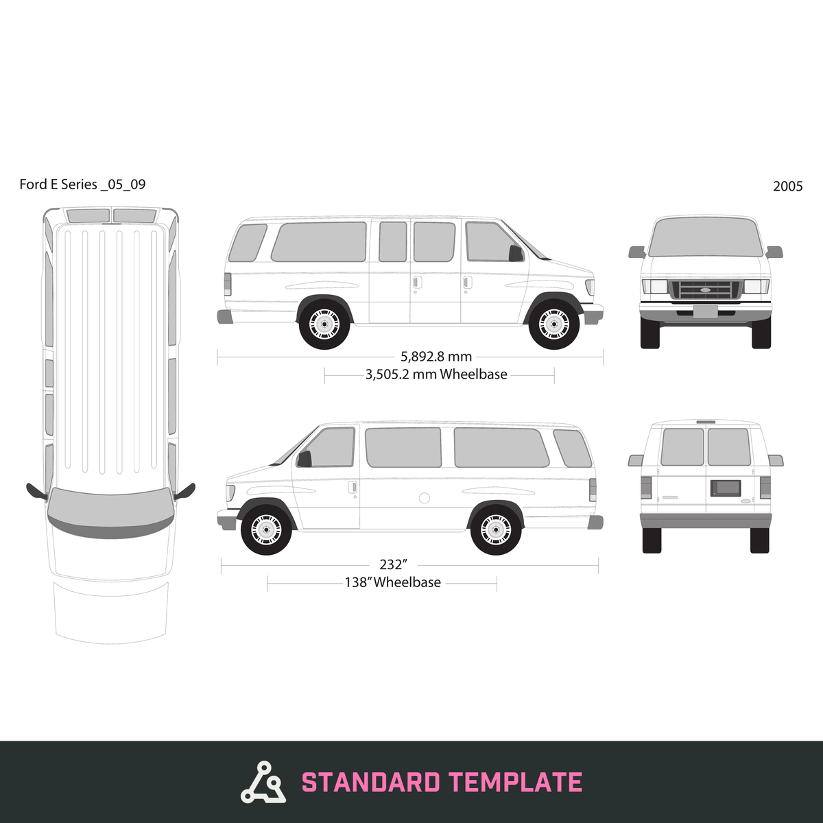 2005 Ford E Series vector wrap template V09, Design-Ready PDF - GravBase