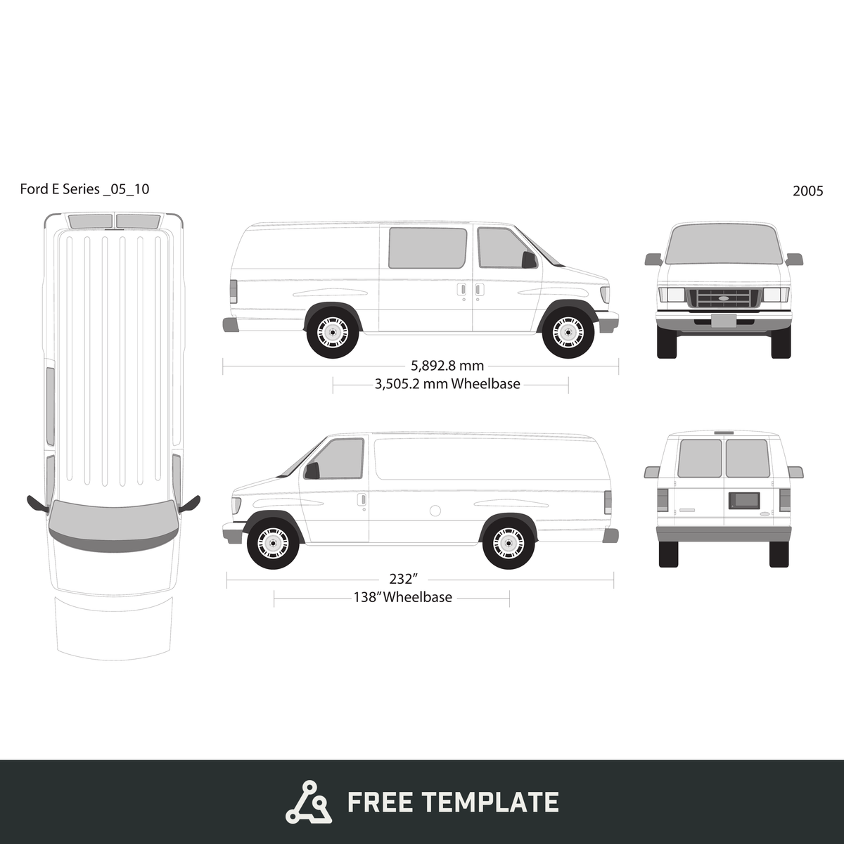 2005 Ford E Series free vector vehicle wrap template - GravBase