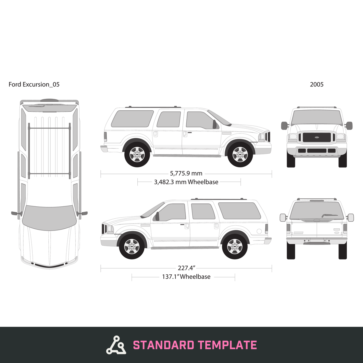 2005 Ford Excursion vector wrap template, Design-Ready PDF - GravBase