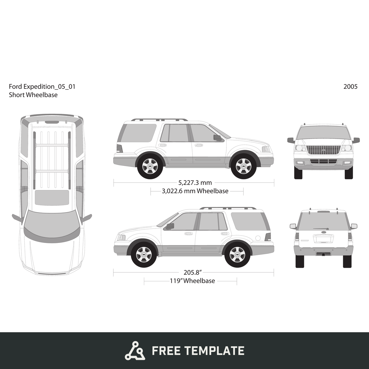 2005 Ford Expedition free vector vehicle wrap template - GravBase