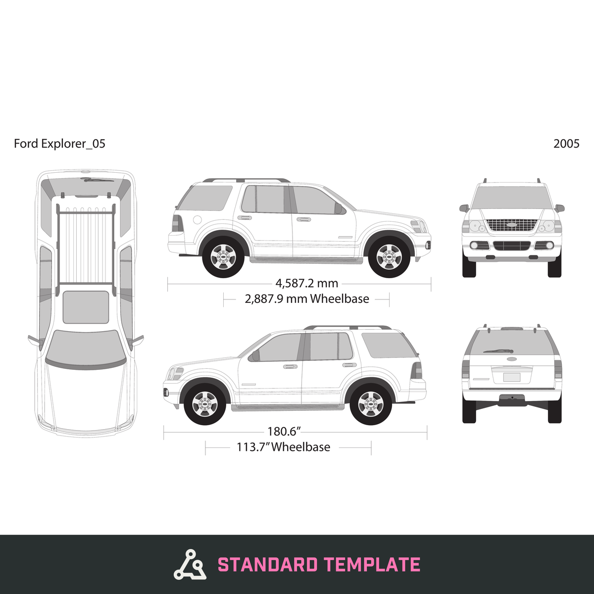 2005 Ford Explorer vector wrap template, Design-Ready PDF - GravBase