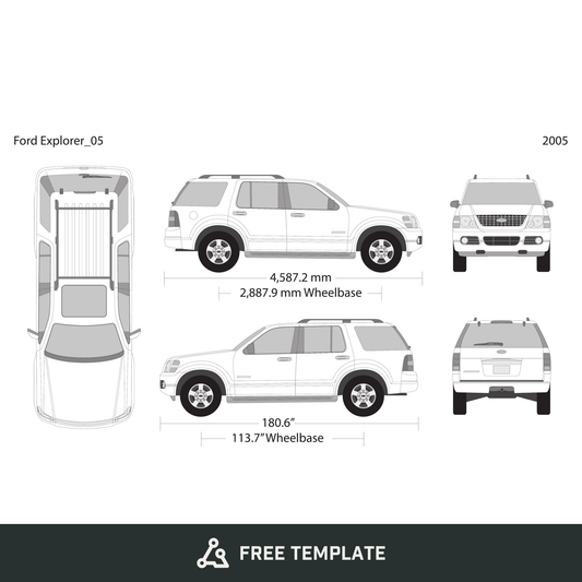 2005 Ford Explorer free vector vehicle wrap template - GravBase