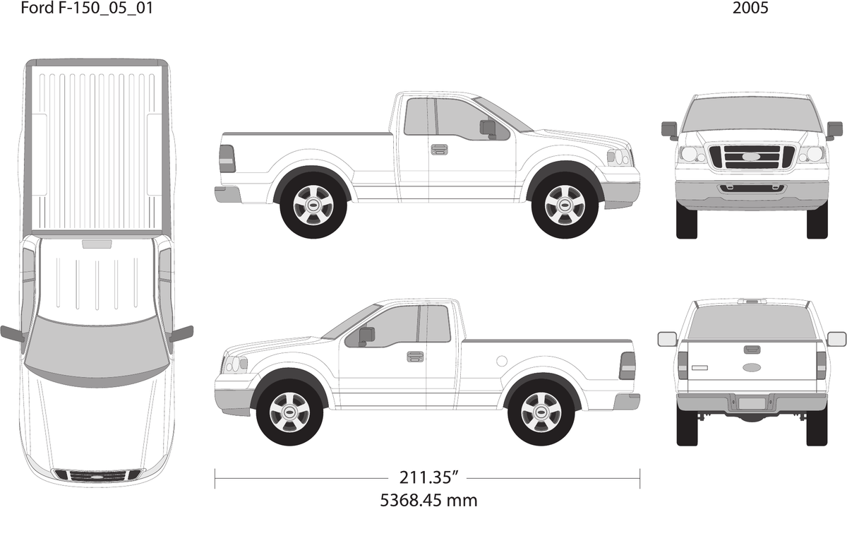 2005 Ford F-150 vector wrap template V01, Design-Ready PDF - GravBase