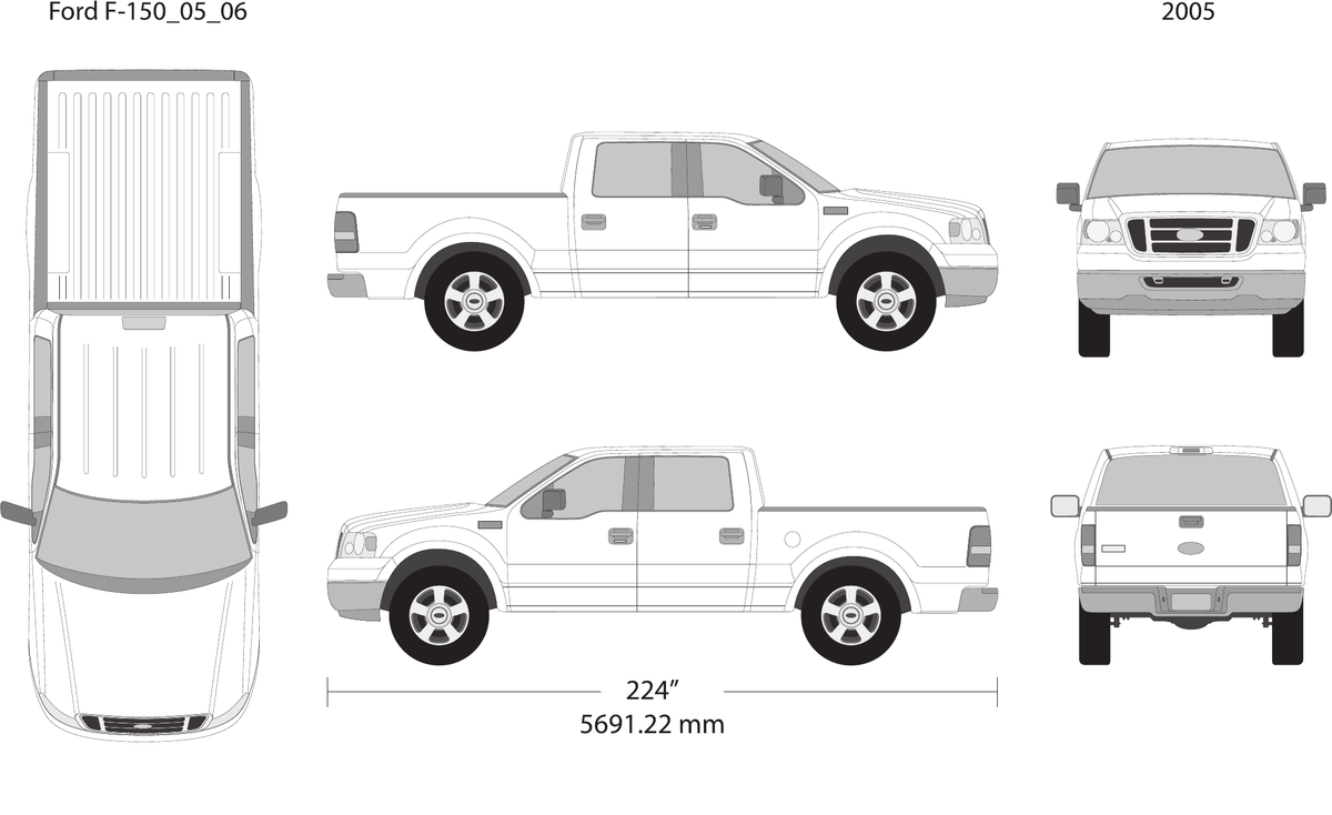 2005 Ford F-150 vector wrap template V06, Design-Ready PDF - GravBase