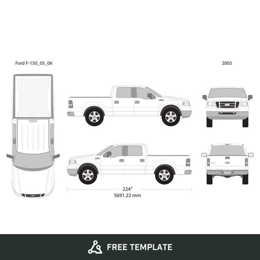 2005 Ford F-150 free vector vehicle wrap template - GravBase