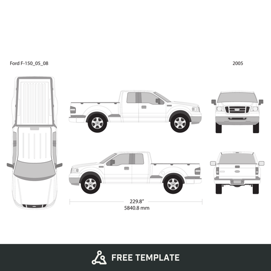2005 Ford F-150 free vector vehicle wrap template - GravBase