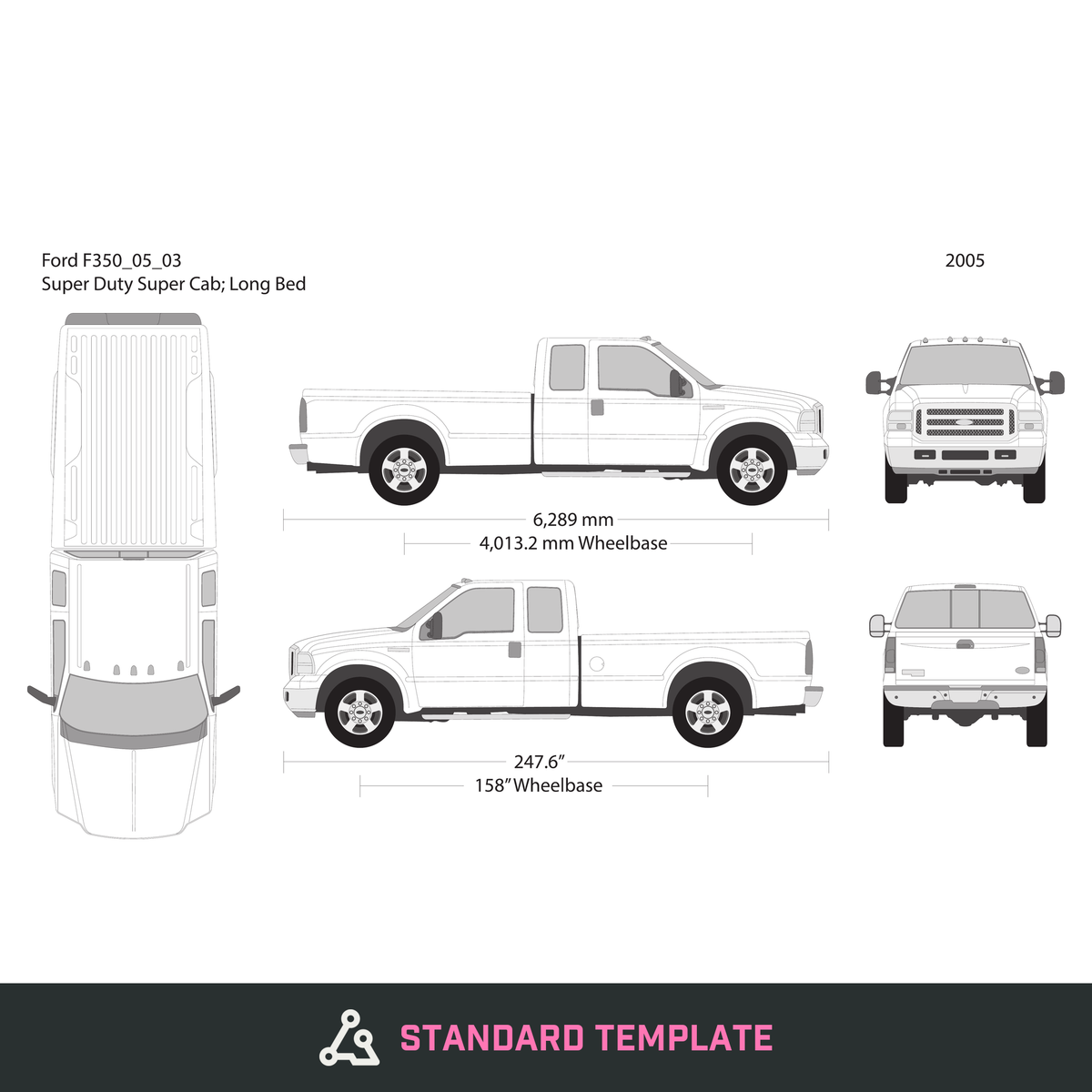 2005 Ford F-350 vector wrap template V03, Design-Ready PDF - GravBase
