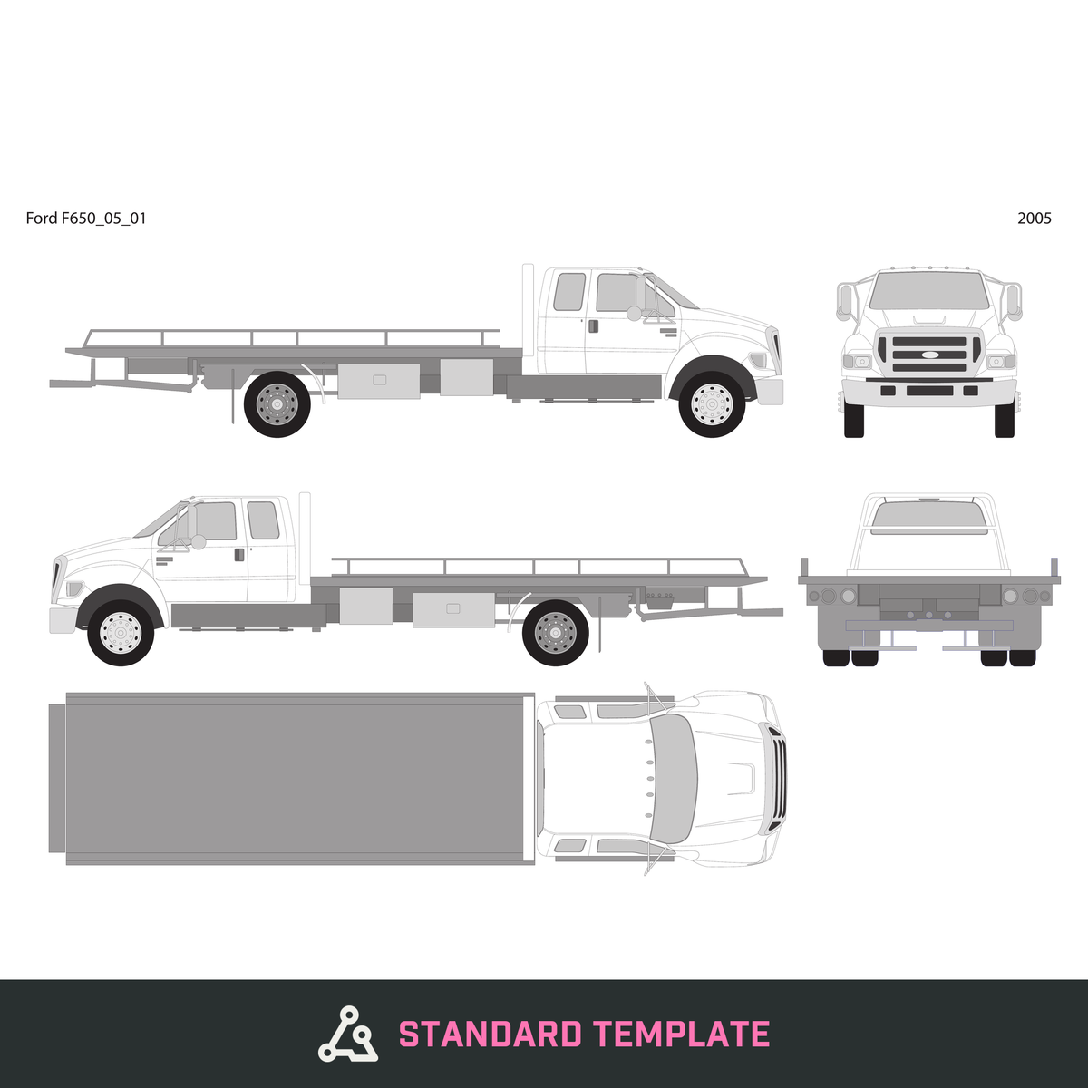 2005 Ford F-650 vector wrap template V01, Design-Ready PDF - GravBase