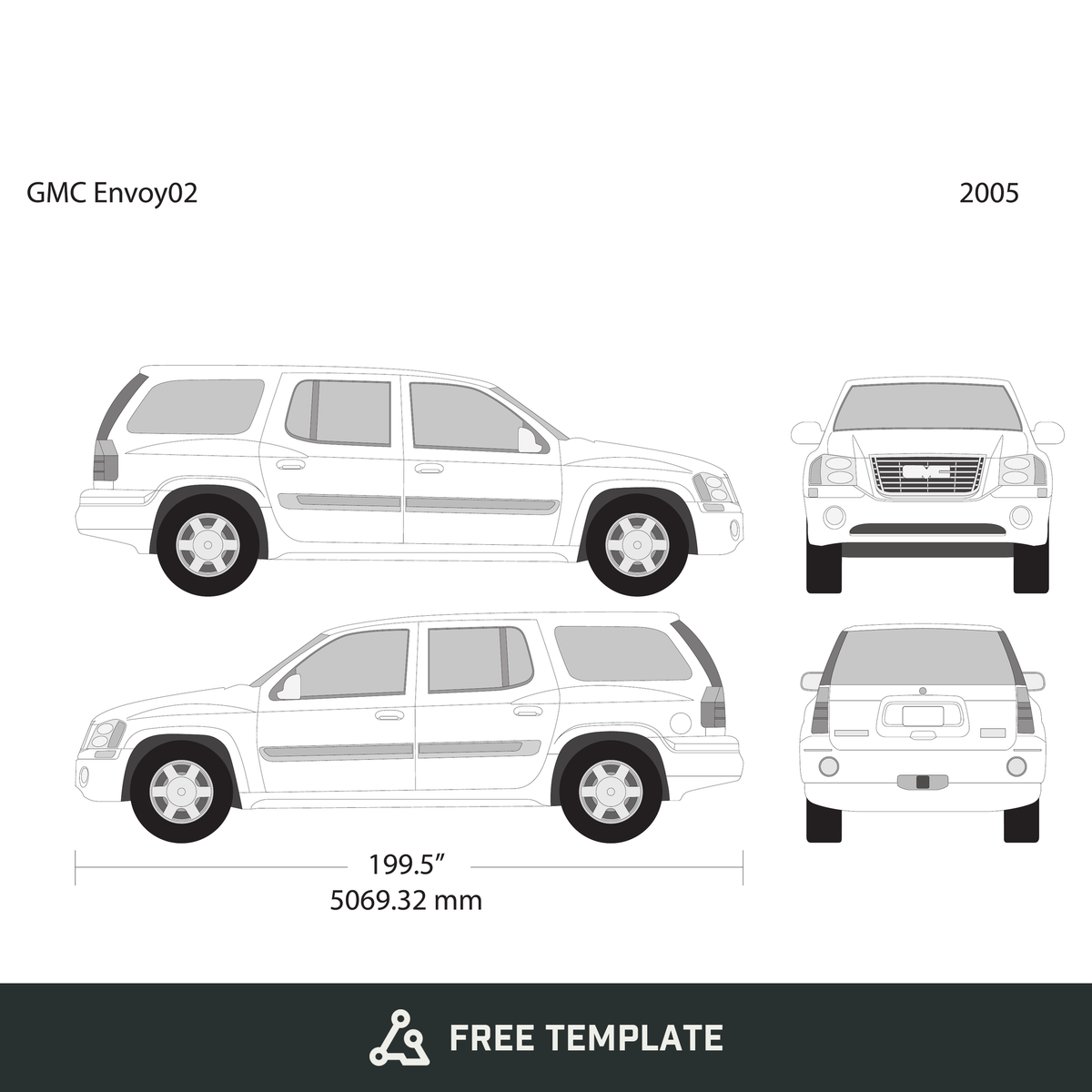 2005 GMC Envoy free vector vehicle wrap template - GravBase