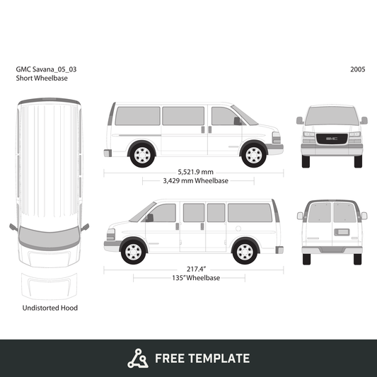 2005 GMC Savana free vector vehicle wrap template - GravBase