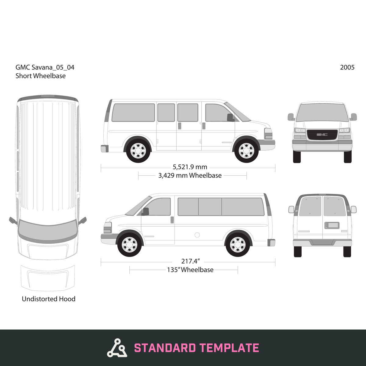 2005 GMC Savana vector wrap template V04, Design-Ready PDF - GravBase