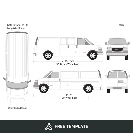 2005 GMC Savana free vector vehicle wrap template - GravBase