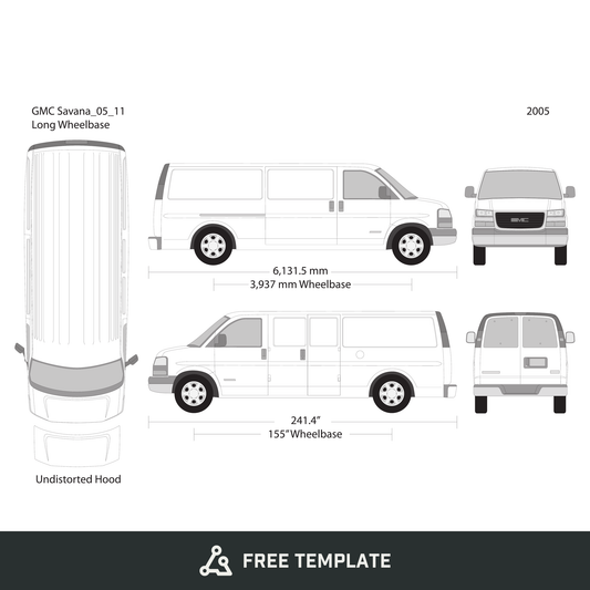 2005 GMC Savana free vector vehicle wrap template - GravBase