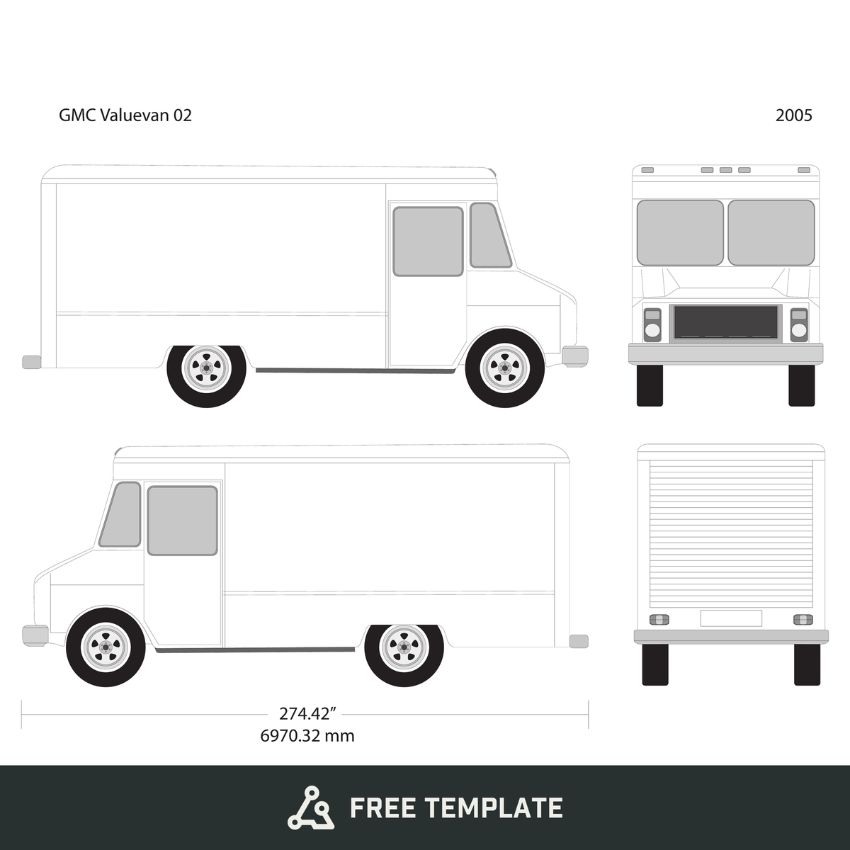 2005 GMC Value Van free vector vehicle wrap template - GravBase