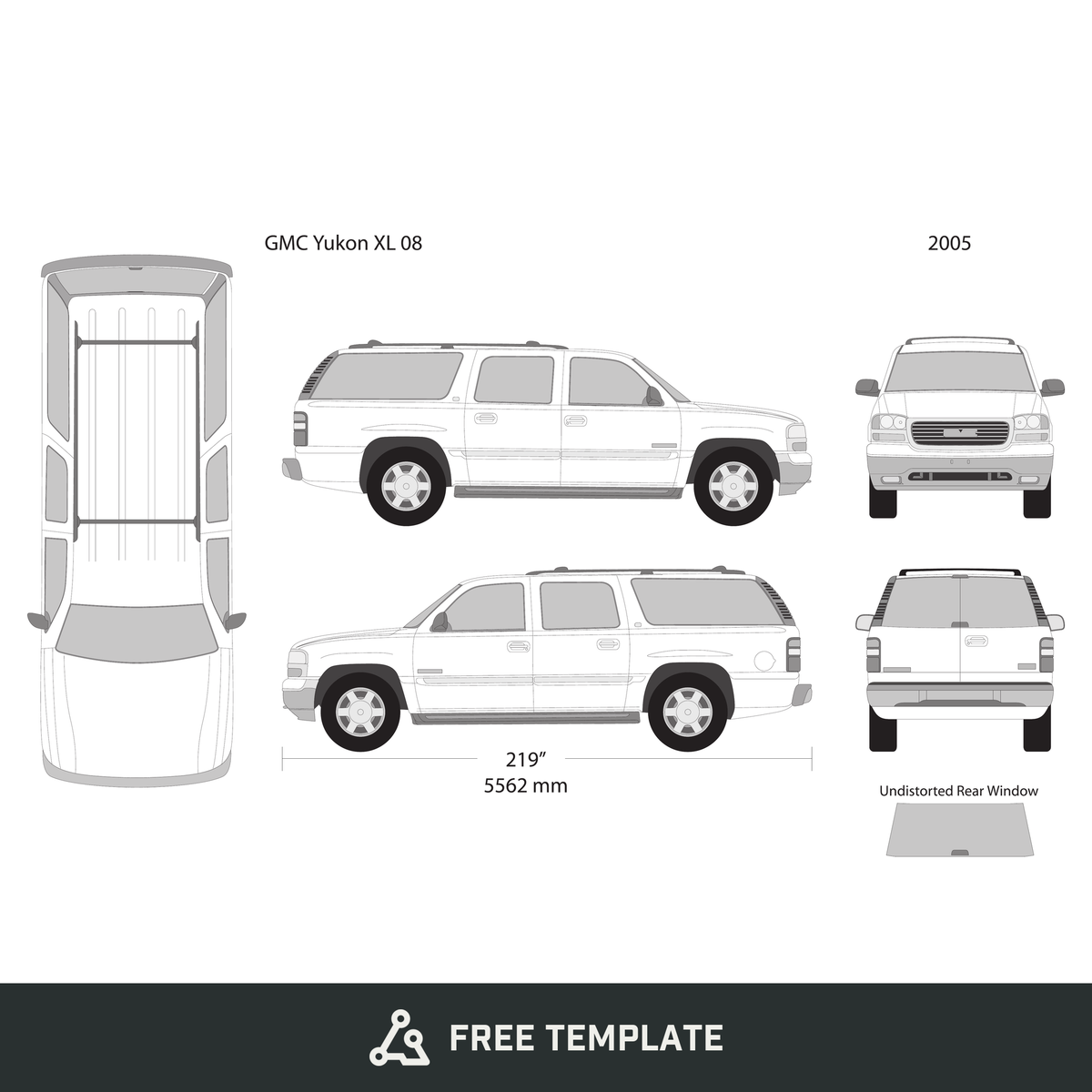 2005 GMC Yukon free vector vehicle wrap template - GravBase