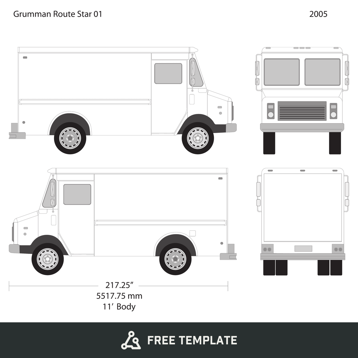 2005 Grumman free vector vehicle wrap template - GravBase