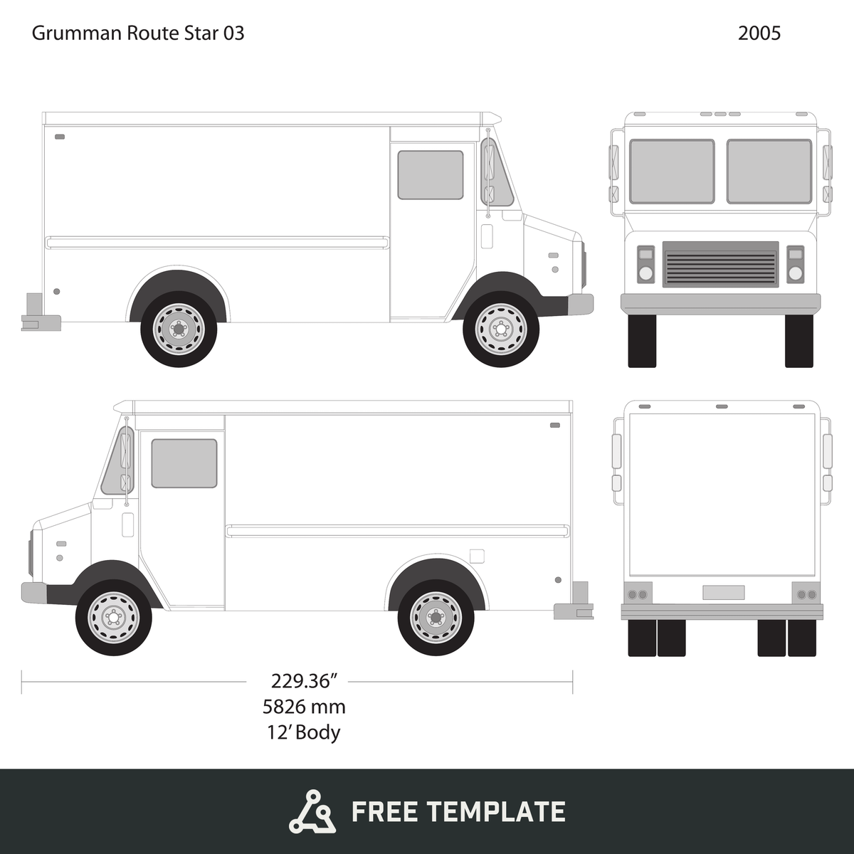 2005 Grumman free vector vehicle wrap template - GravBase