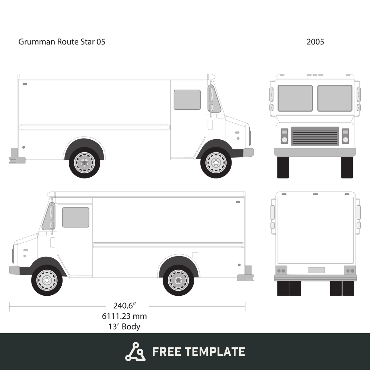 2005 Grumman free vector vehicle wrap template - GravBase