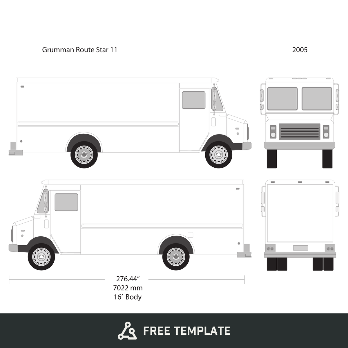2005 Grumman free vector vehicle wrap template - GravBase