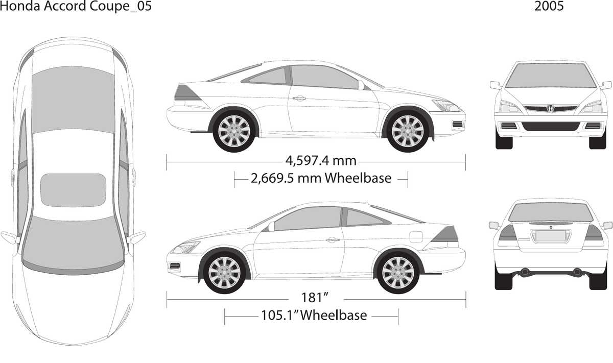 2005 Honda Accord Coupe vector wrap template, Design-Ready PDF - GravBase