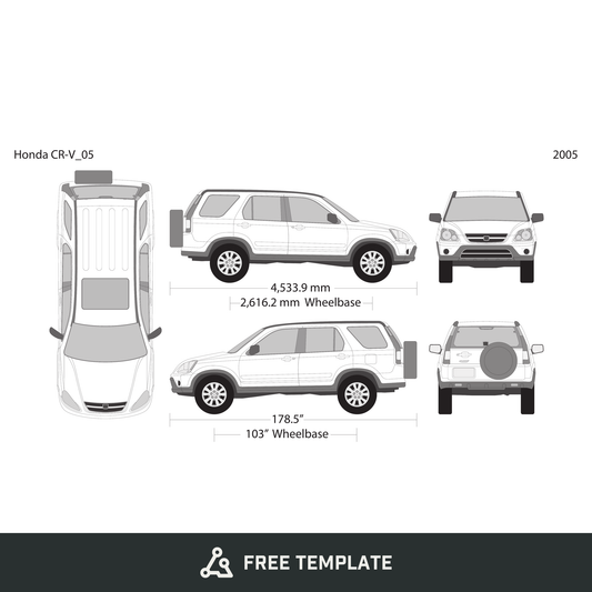 2005 Honda CR-V free vector vehicle wrap template - GravBase