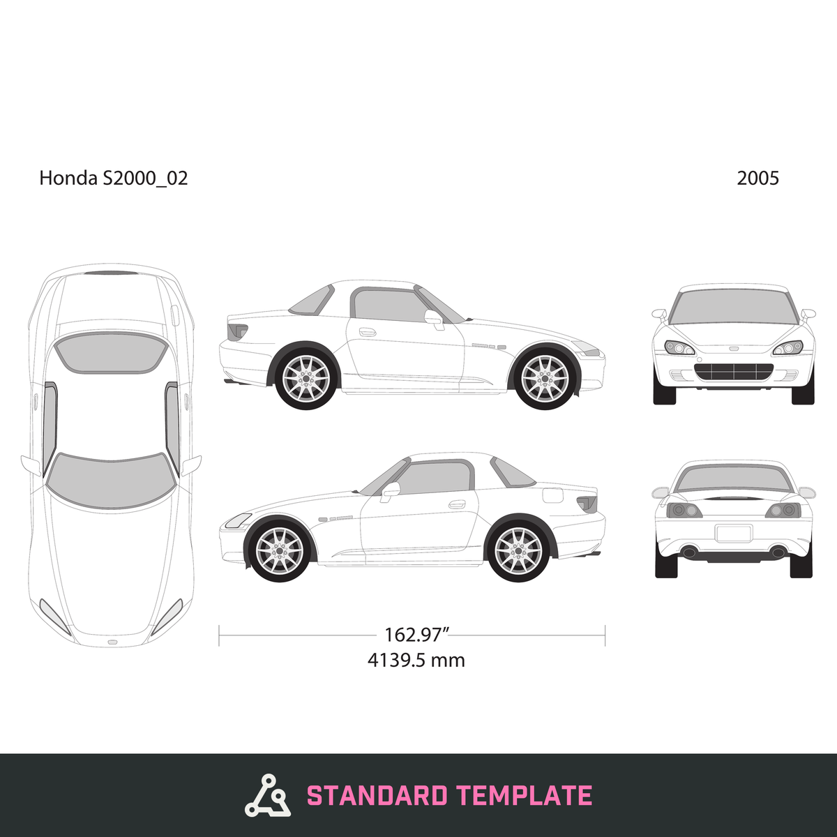 2005 Honda S2000 vector wrap template, Design-Ready PDF - GravBase