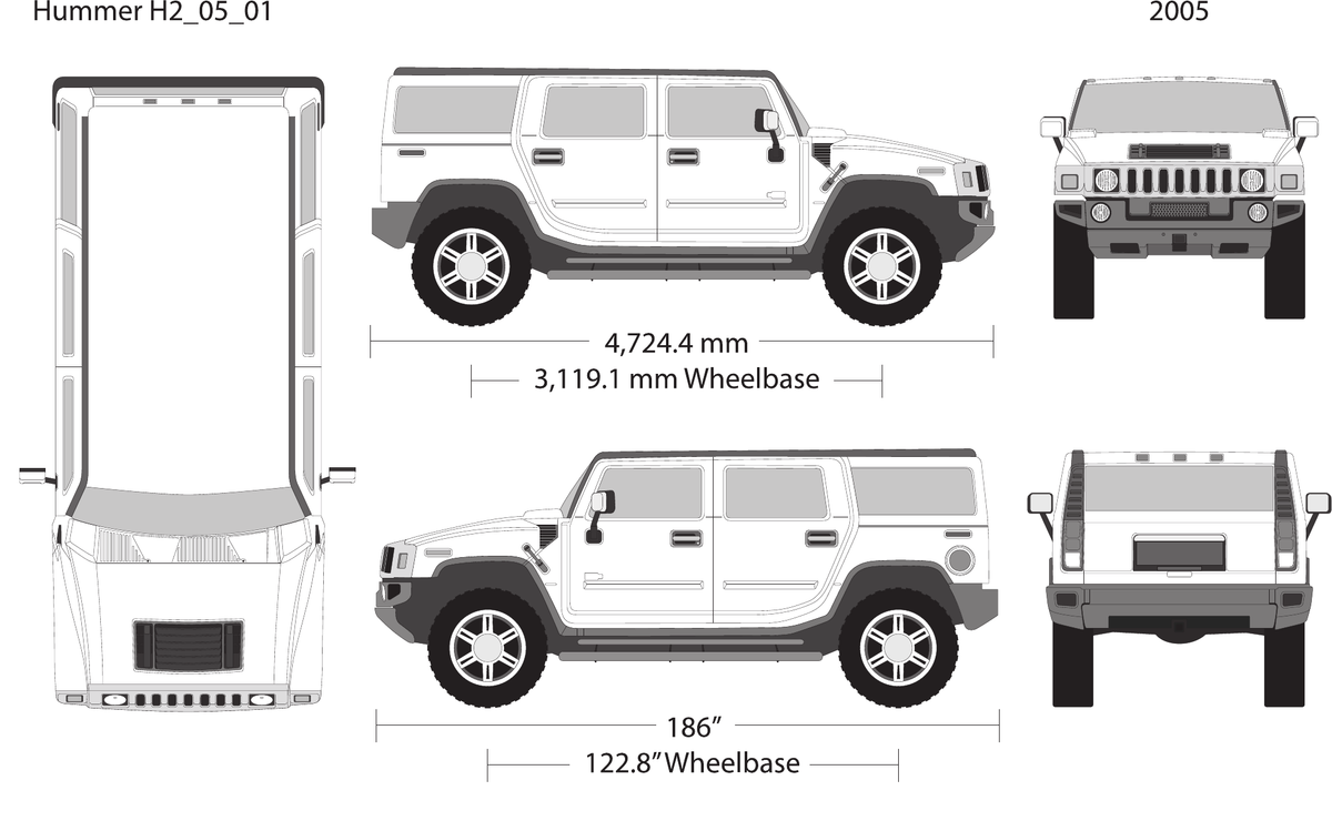 2005 Hummer H2 vector wrap template V01, Design-Ready PDF - GravBase