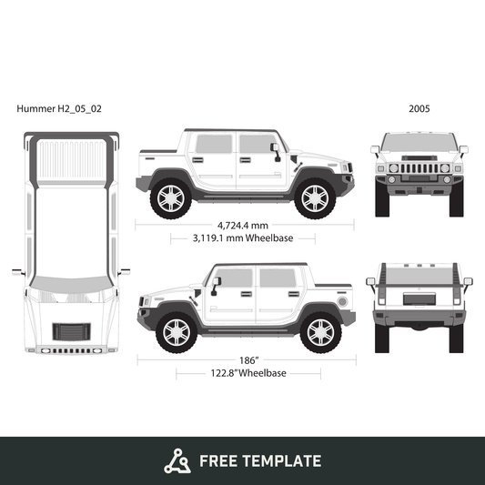 2005 Hummer H2 free vector vehicle wrap template - GravBase