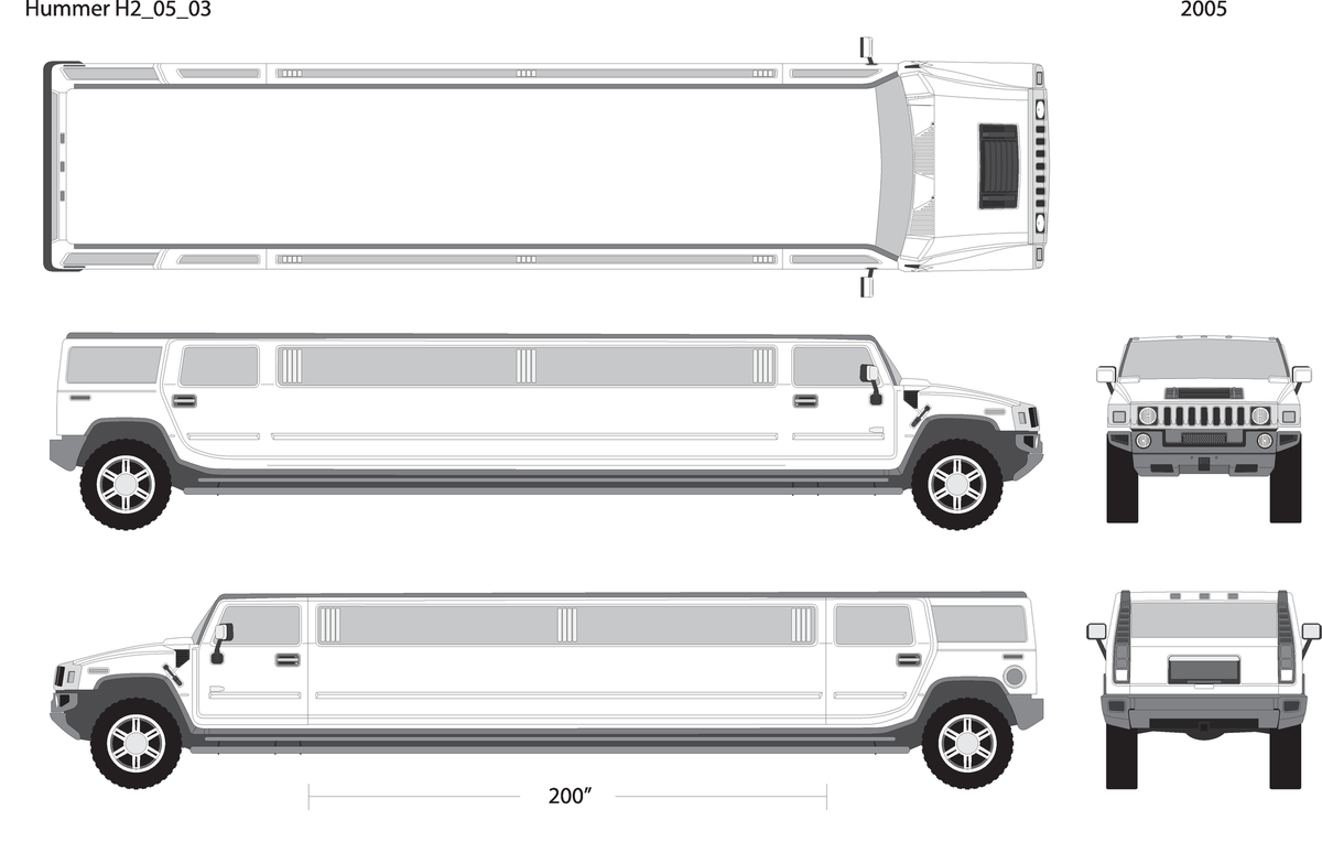 2005 Hummer Hummer Limos H2 Limo V03 Vehicle Wrap Template