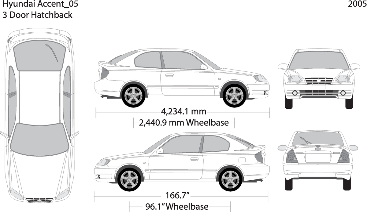 2005 Hyundai Accent Hatchback V05 Vehicle Wrap Template