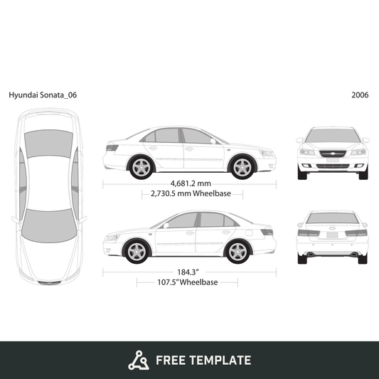 2005 Hyundai Sonata free vector vehicle wrap template - GravBase