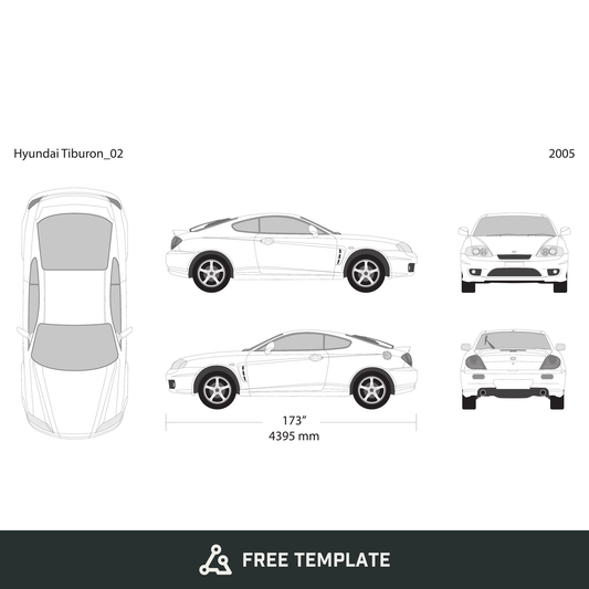2005 Hyundai Tiburon free vector vehicle wrap template - GravBase