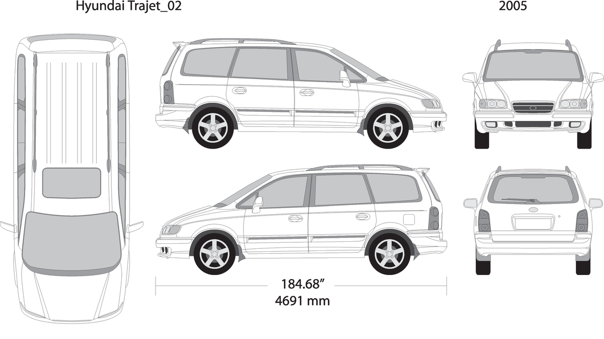 2005 Hyundai Trajet V02 Vehicle Wrap Template