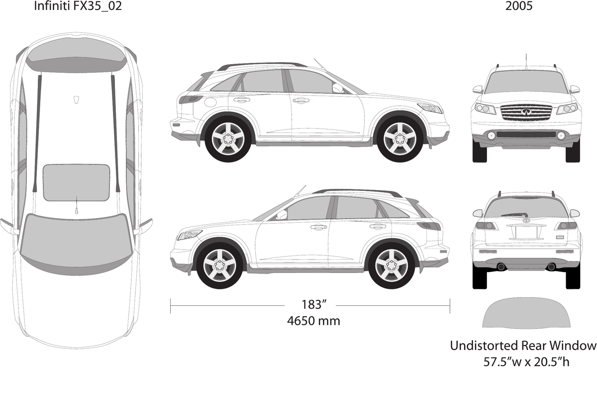 2005 Infiniti FX 35 vector wrap template, Design-Ready PDF - GravBase