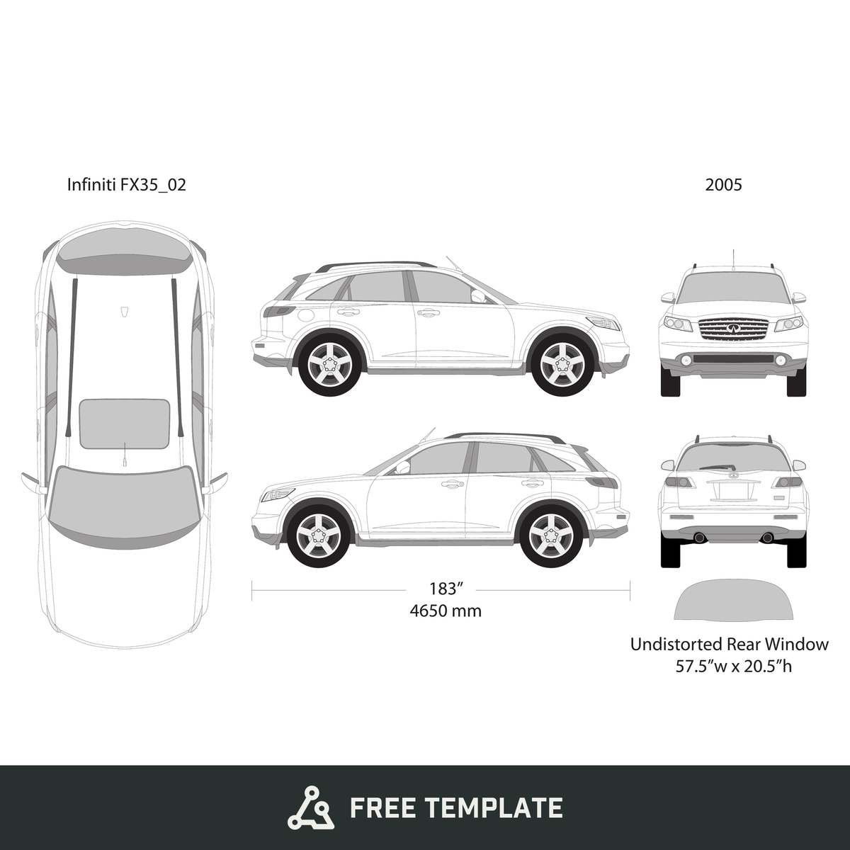 2005 Infiniti FX 35 free vector vehicle wrap template - GravBase