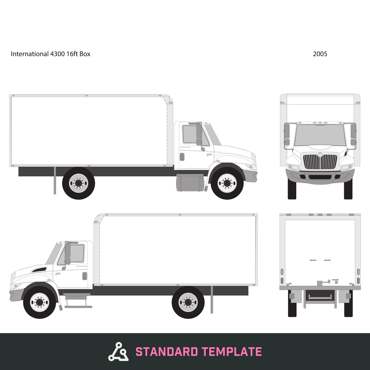 2005 International 4300 vector wrap template, Design-Ready PDF - GravBase