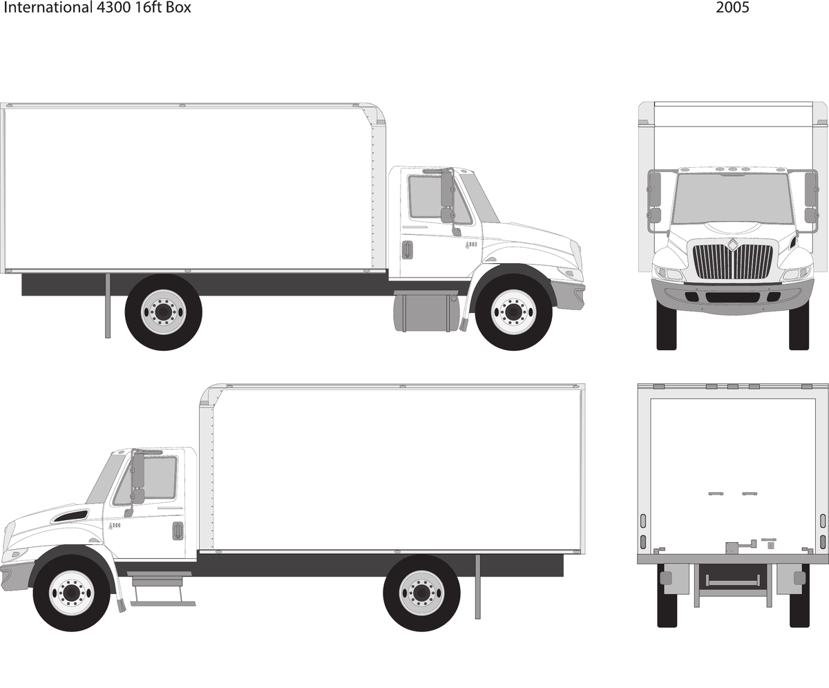 2005 International 4300 vector wrap template, Design-Ready PDF - GravBase