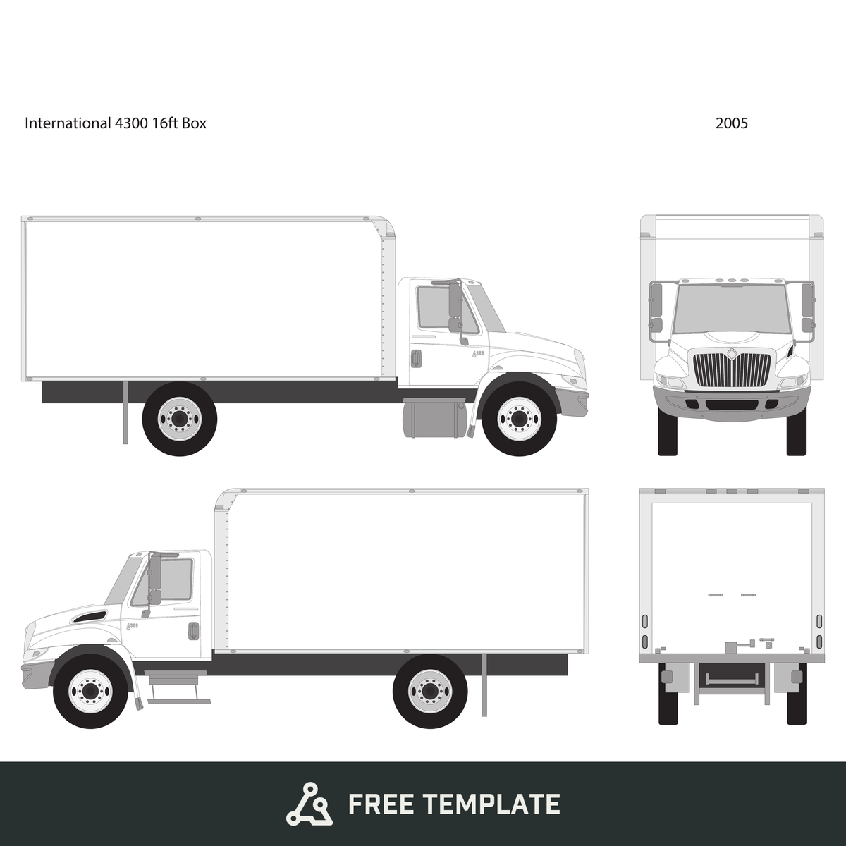 2005 International 4300 free vector vehicle wrap template - GravBase