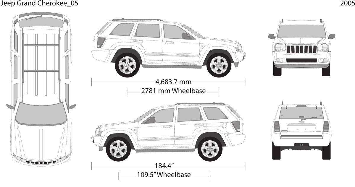 2005 Jeep Grand Cherokee vector wrap template, Design-Ready PDF - GravBase