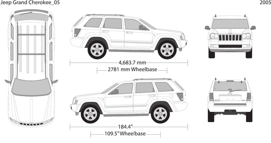 2005 Jeep Grand Cherokee vector wrap template, Design-Ready PDF - GravBase