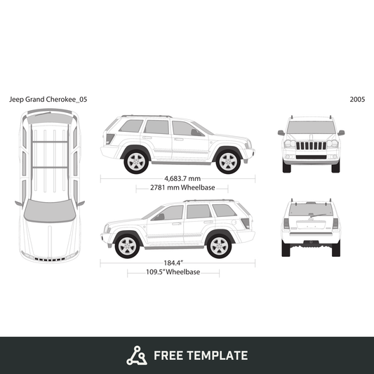 2005 Jeep Grand Cherokee free vector vehicle wrap template - GravBase
