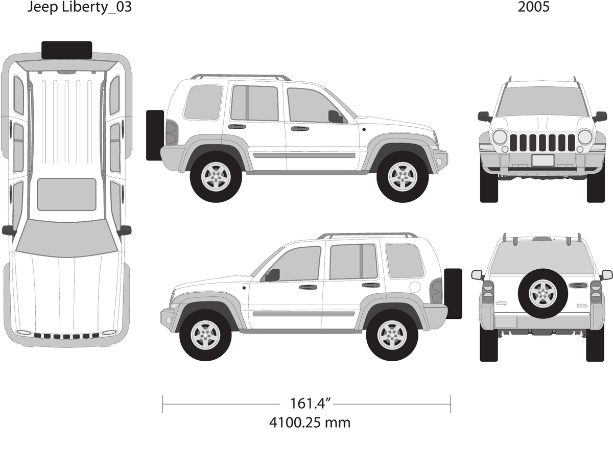 2005 Jeep Liberty vector wrap template V03, Design-Ready PDF - GravBase