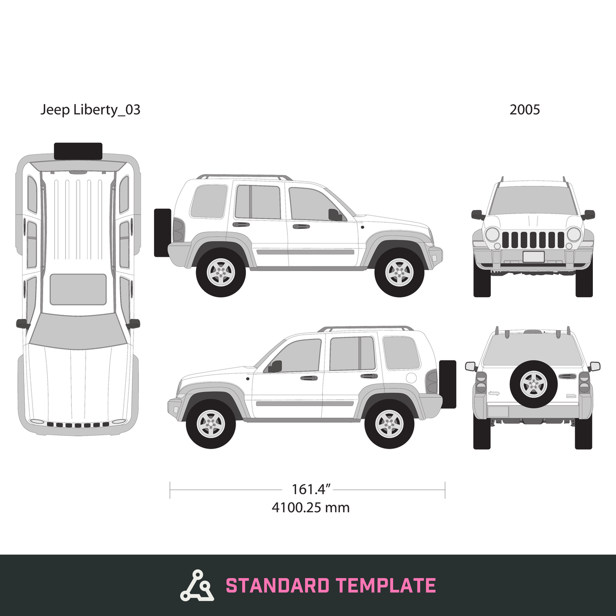 2005 Jeep Liberty vector wrap template V03, Design-Ready PDF - GravBase